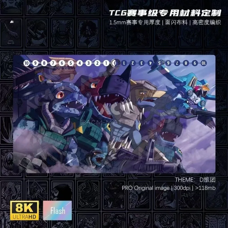 

Игровой коврик Digimon Commandramon D Brigade Series, 600x350x1.5мм, DTCG, новый, для игры в DTCG, резиновый, с изображением Tankdramon, подарок