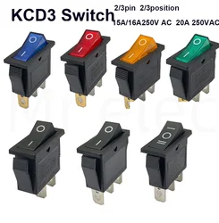 KCD3 Rocker Switch ON-OFF 2 Position 3 Pin Electrical equipment  With Light Power Switch 16A 250VAC/ 20A 125VAC 35mm*31mm*14mm