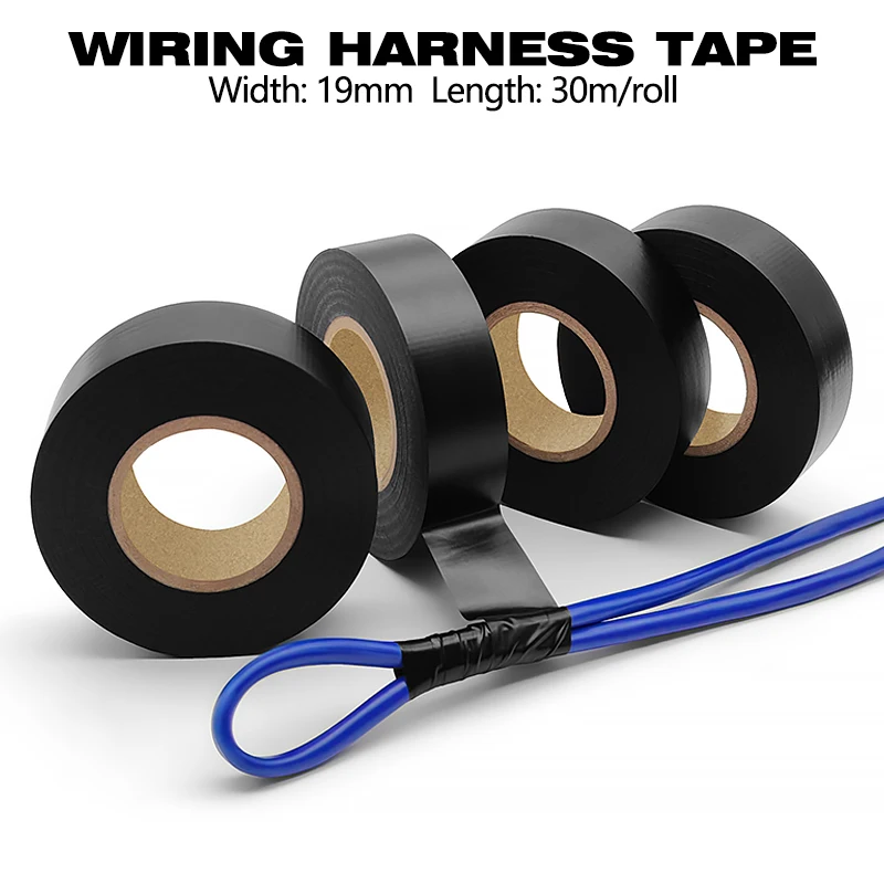1Roll 30Meter Black Flame Retardant Electrical Insulation Tape Width19mm Electrician Wire PVC Waterproof Self-adhesive Tape