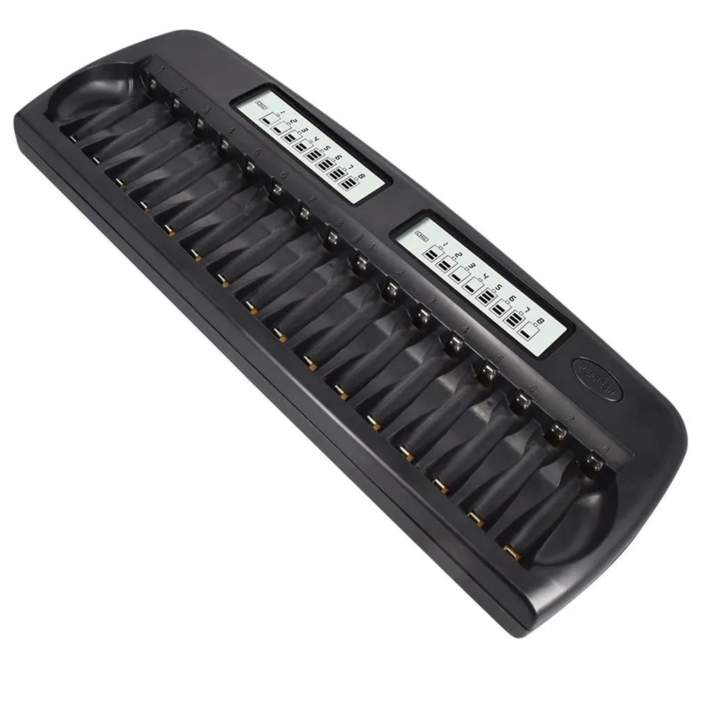LCD Display 16 Slots Intelligent Battery 2A 3A Rechargeable Battery Charger Fast Charging Device for 1.2V AA AAA Ni-MH NiCd