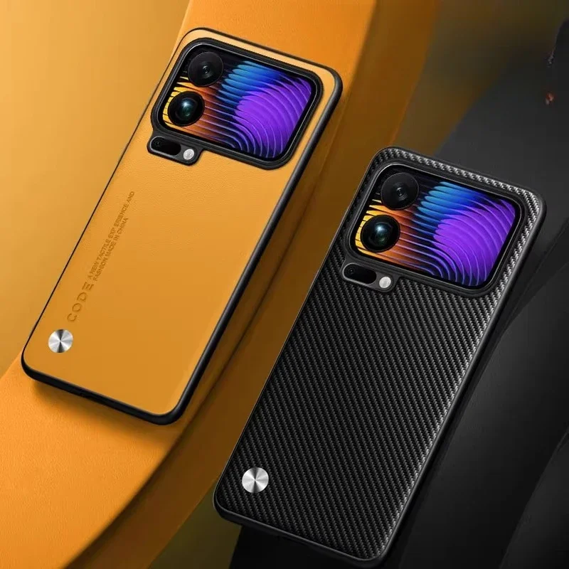 For Xiaomi 17 Pro Max 15T 14T Pro Soft Frame Fall Prevention Protector Cover Business Pure Color PU Sheepskin Leather Matte Case
