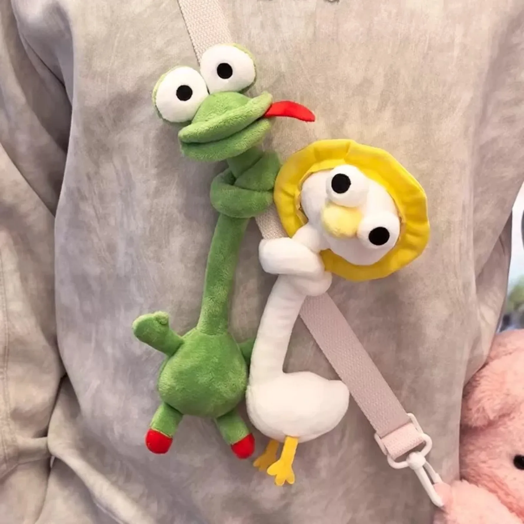 Long Neck Plush Toy Pendant Zodiac Animal Cartoon Doll Funny Keychain Bag Charm