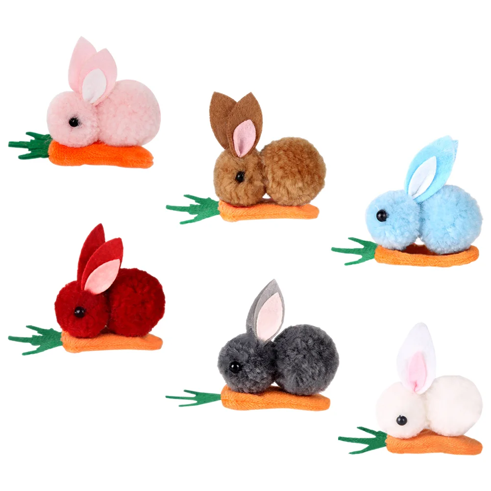 6 pcs Plush Bunny Hair Clips Rabbit Carrot Hair Clips Mini Bunny Hair Clips Cute Hair Clips small hair clip