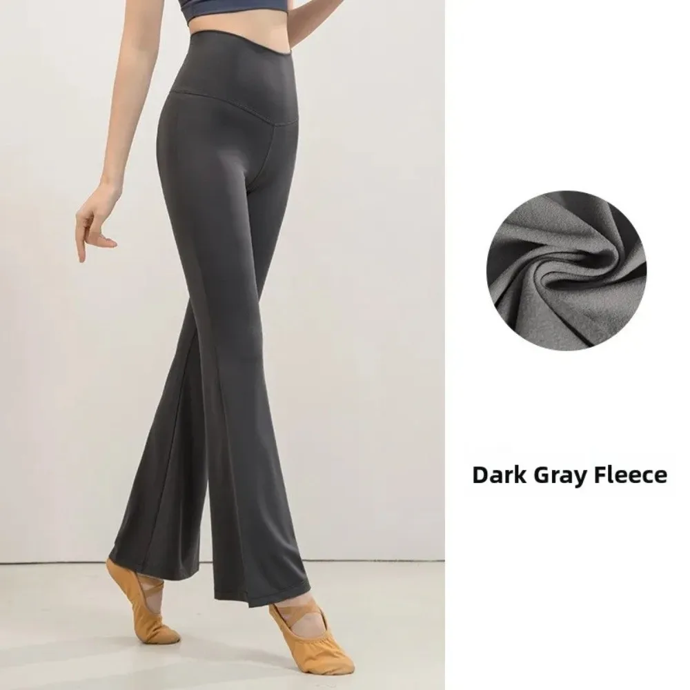 Leggings With Velvet Yoga Pants Crisscross Straps Micro Flared Fitness Pants Quick Drying Stretchy High Elastic Pants Running