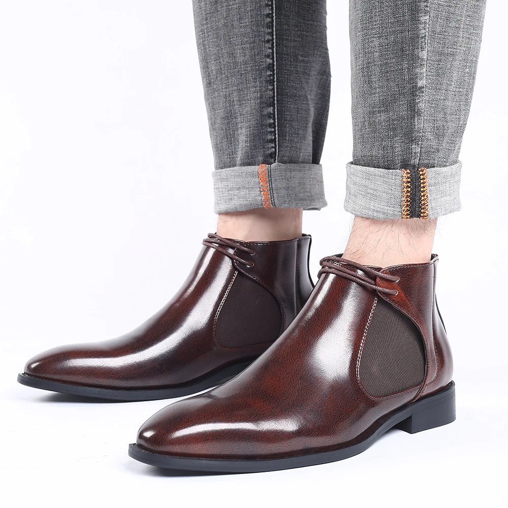 

New Men's Classic Retro Genuine Leather Chelsea Boots for Men Fashion Ankle Boot Casual British Style Short Boots Business Shoes