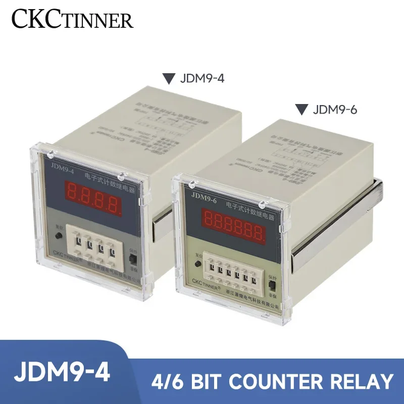 JDM9-4 JDM9-6 4/6-digit Digital Counter Relay Accumulation Power Outage Memory Reset PNP Sensor DC24V AC220V AC380V