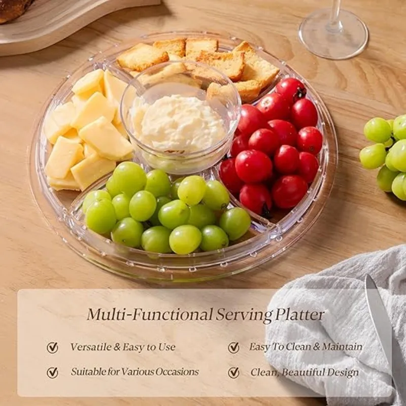 AT19-Multifunctional Serving Dish, Cake Stand With Dome Cover, Cookie Platter Punch Bowl& Cake Plate For Dessert Table Display