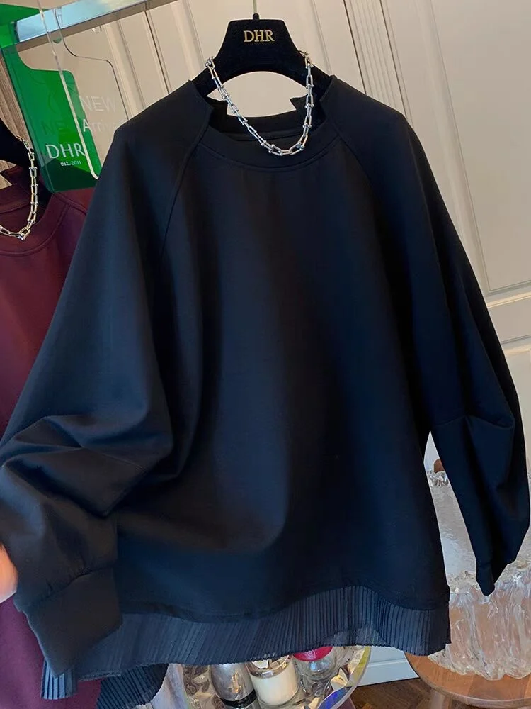 

Уникальный свитер с расклешенным подолом. Уникальный супер хороший вид. Свободная верхняя одежда. Искусственный дизайн из двух частей. Удобный длинный свиток.