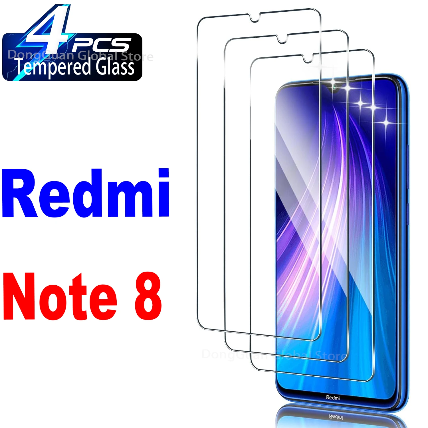 

2/4Pcs Tempered Glass For Xiaomi Redmi Note 8 Screen Protector Glass Film