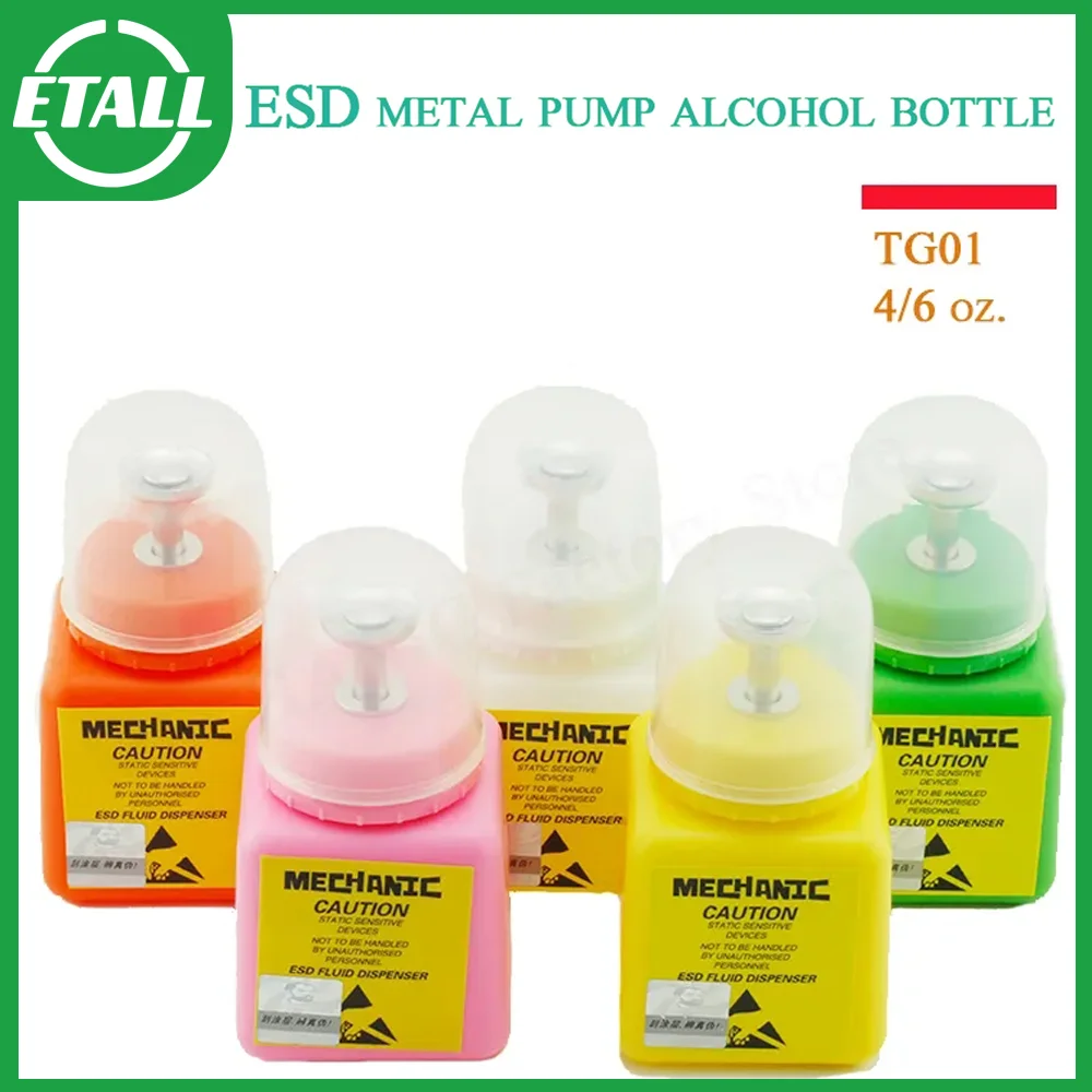 MECHANIC Alcohol Bottle 4/6 oz. Liquid Container Bottle ESD Metal Pump Alcohol Bottle Cleaner Dispenser  for iPhone Repair Tools