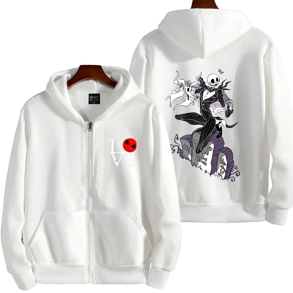 Disney Jack Skellington The Nightmare Before Christmas Couple Printed Hoodie Cartoon Skull Leisure Sports Street Student Hoodie