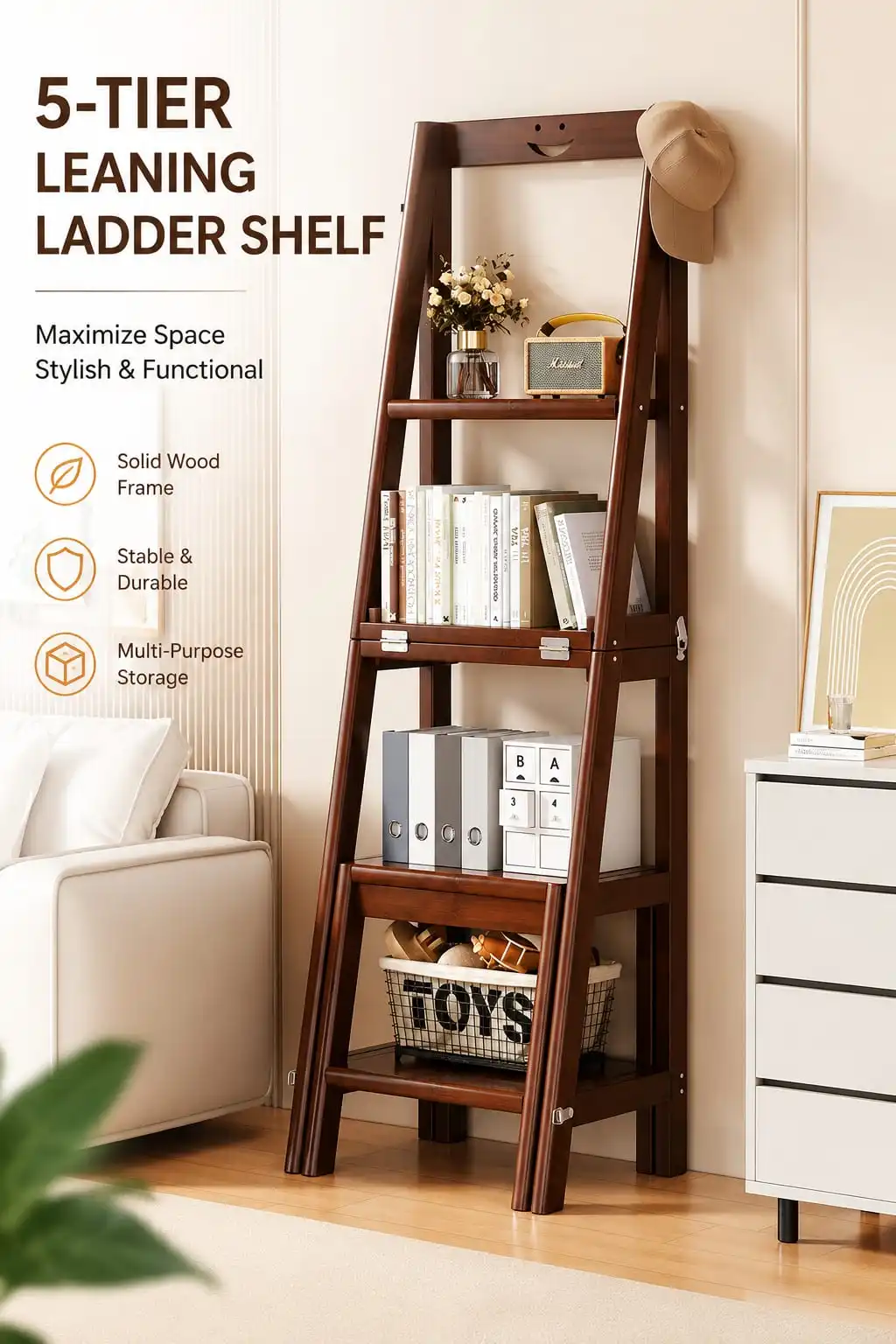 2-in-1 Folding Ladder Stool – Heavy-Duty Multi-Use Step Stool & Seat for Home, Garage, and Workshop