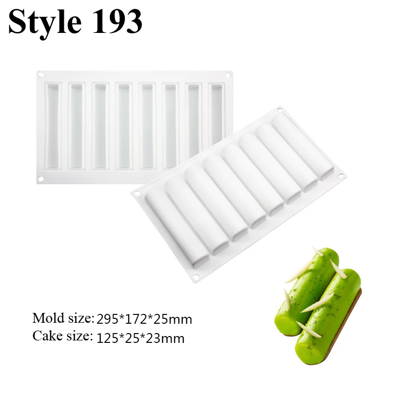 Meibum Multi-cavity Long Strip Mousse Moulds Silicone Cake Molds Dessert Baking Tools Party Pastry Bakeware Kitchen Supplies