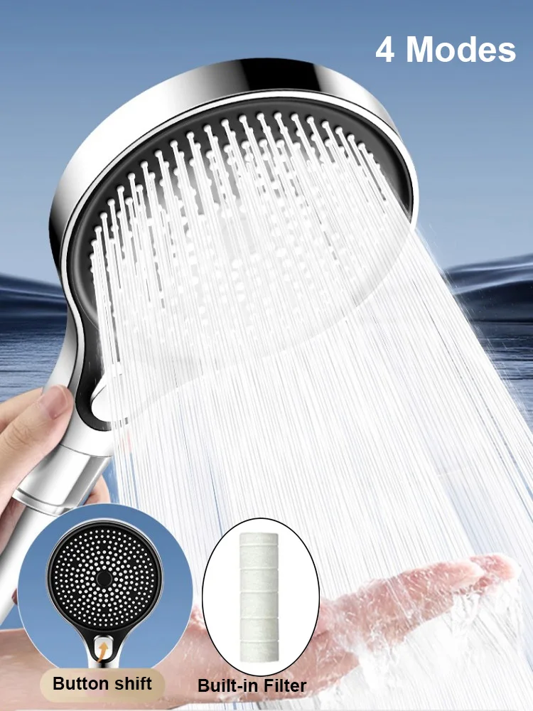 

4-режимная регулируемая насадка для душа, экономия воды под высоким давлением, распылительная насадка с фильтром для ухода за волосами, кожей, спа, дождевая насадка для душа для ванной комнаты