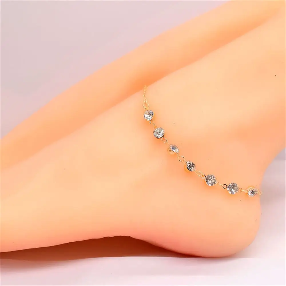 Foot Ankle Gold Silver Birthday Gift Jewelry Summer Beach Foot Chains Barefoot Sandal Rhinestone Anklets