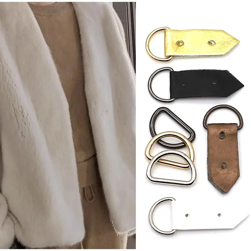 

Small Semi-Circular Metal Button Invisible Hook Closure for Mink Leather Vest Opening Ring D-aped Clasp Home Fabric Sewing