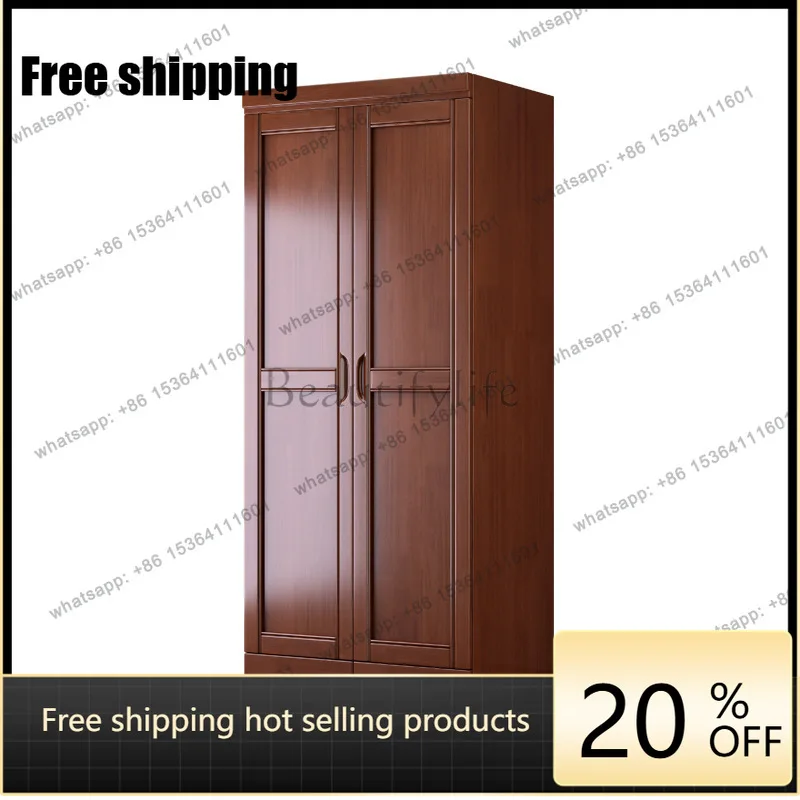 LX New Chinese Solid Wood Wardrobe Bedroom Two Doors Clothes Cabinet Household