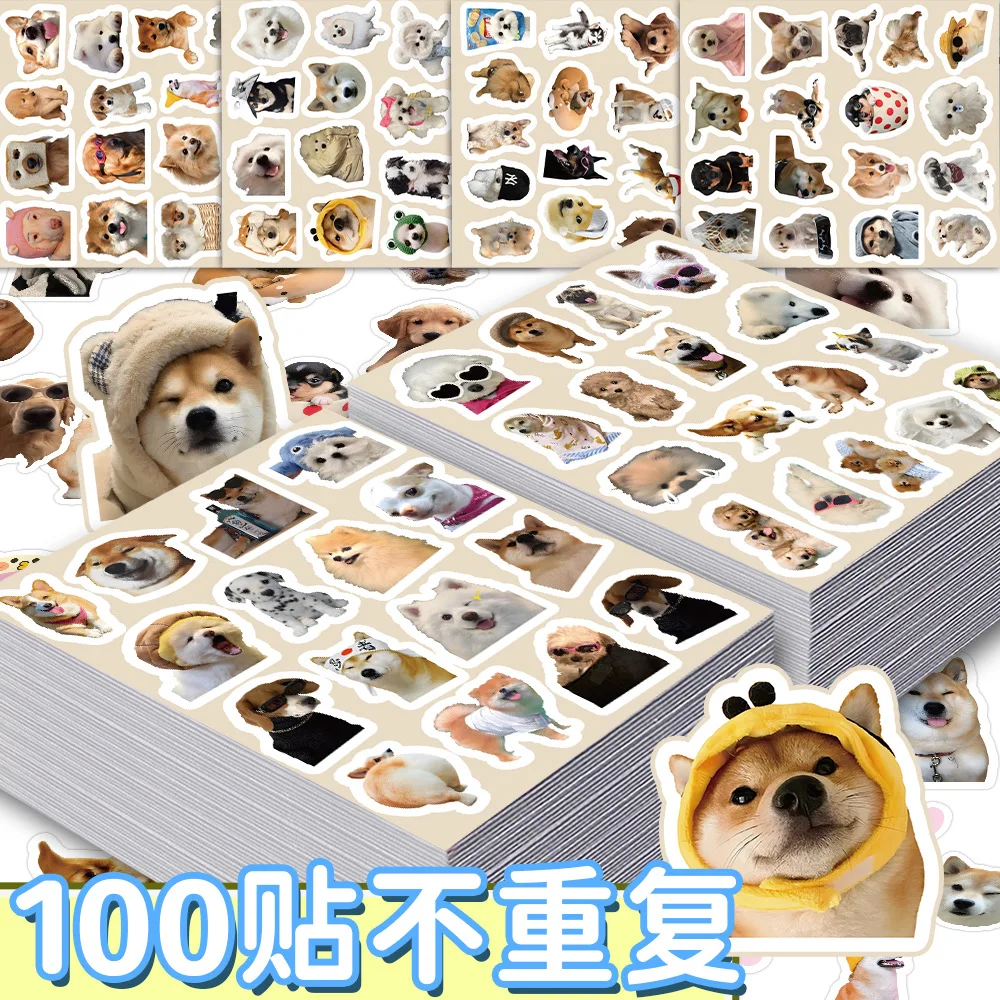6 Sheets of 100 Popular Realistic Puppy and Kitten Stickers, Cute Dog Emojis, Avatar Stickers, Decorative for Phone Cases