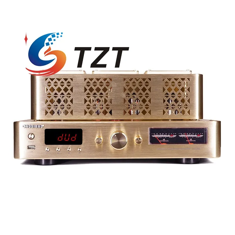 

TZT черный/золотой AV399 HiFi электронный ламповый усилитель 200 Вт + 200 Вт высокой мощности Bluetooth5.0 ламповый усилитель мощности