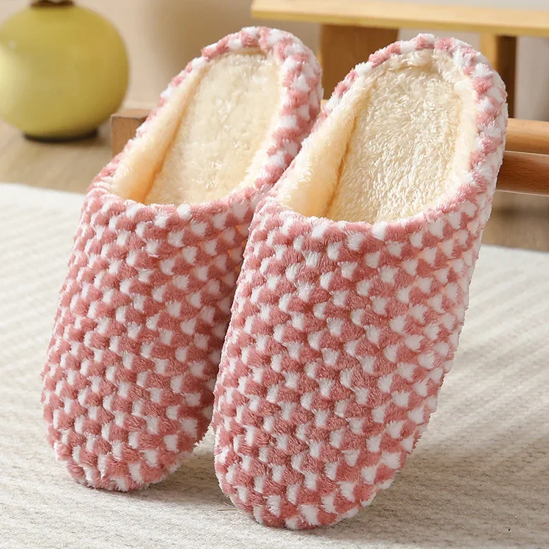 Winter Women Slippers Dot Wedding  Warm Shoes Lovers Home Slipper Couple Cotton Indoor Anti Slip Shoes Flip Flop