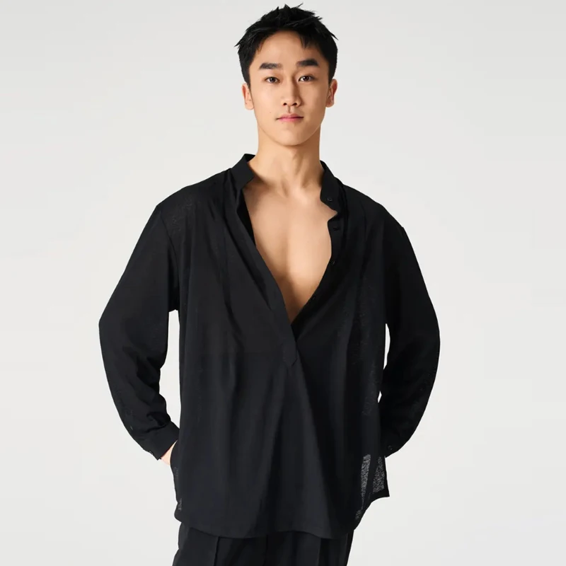 3 ألوان الخامس الرقبة الرقص الحديث الأعلى الرجال طويلة الأكمام قاعة الرقص القمم الكبار السامبا اللاتينية الرقص أعلى التدريب الدعاوى SL14751 #3