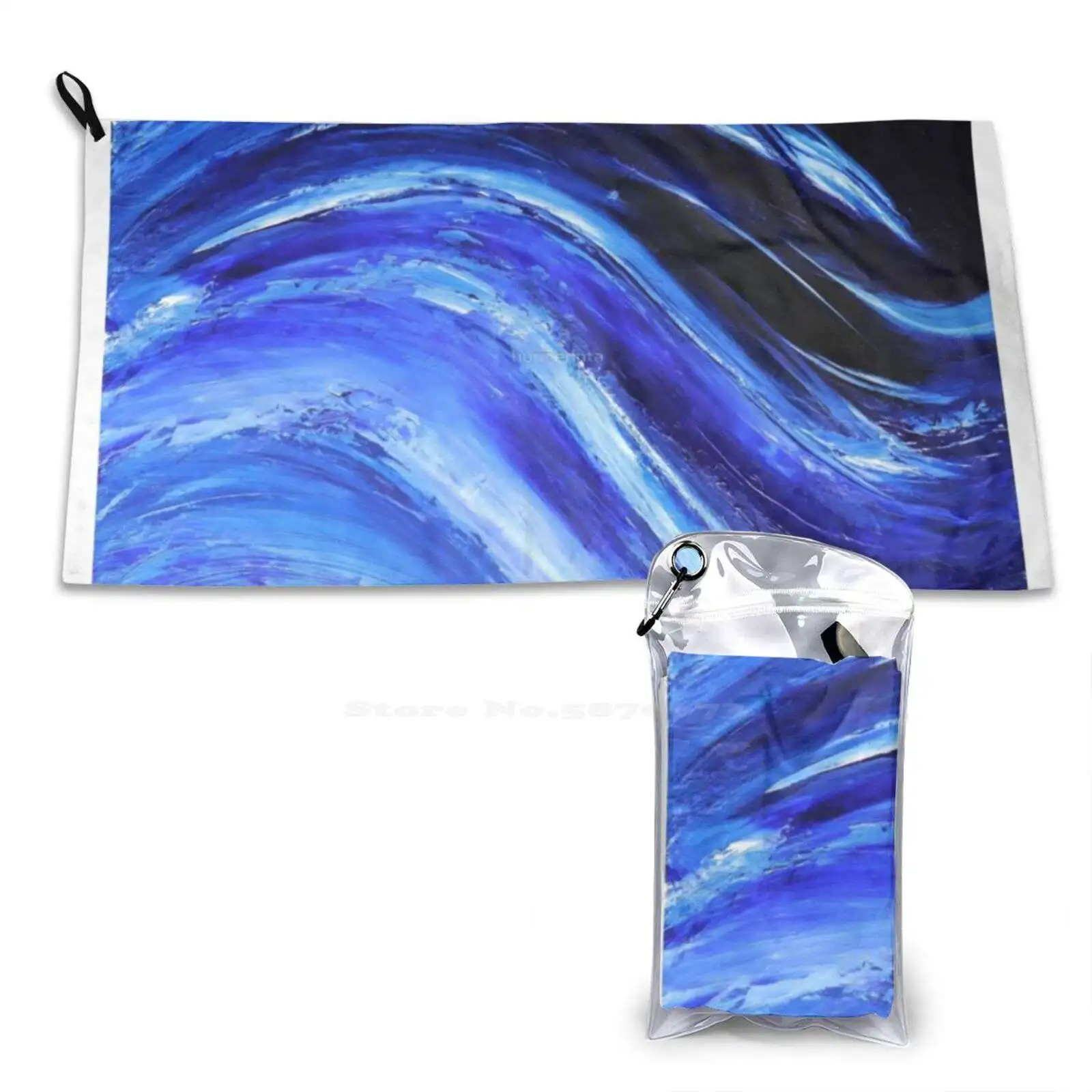 My Blue Ocean Oilpainting 3D Print Quick Dry Towel Sport Soft Towel Blue Oilpainting Abstract Art Ocean Water Sea Waves