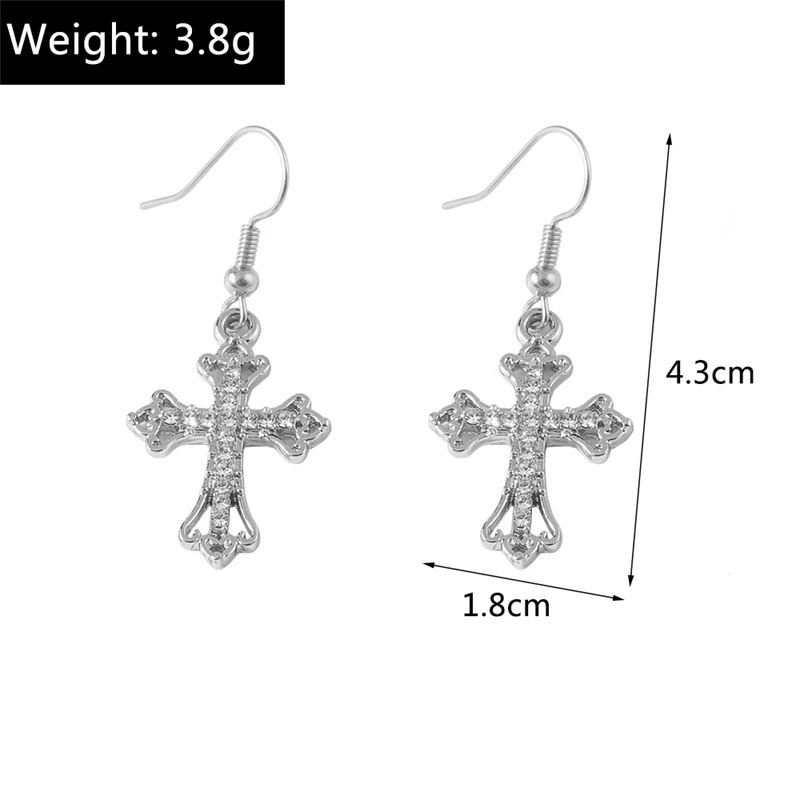 Mode Kristall Kreuz Tropfen Ohrringe für Frauen Gothic Kreuz Baumeln Haken Ohrringe Mädchen Party Festival Schmuck Geschenke – Detail 17