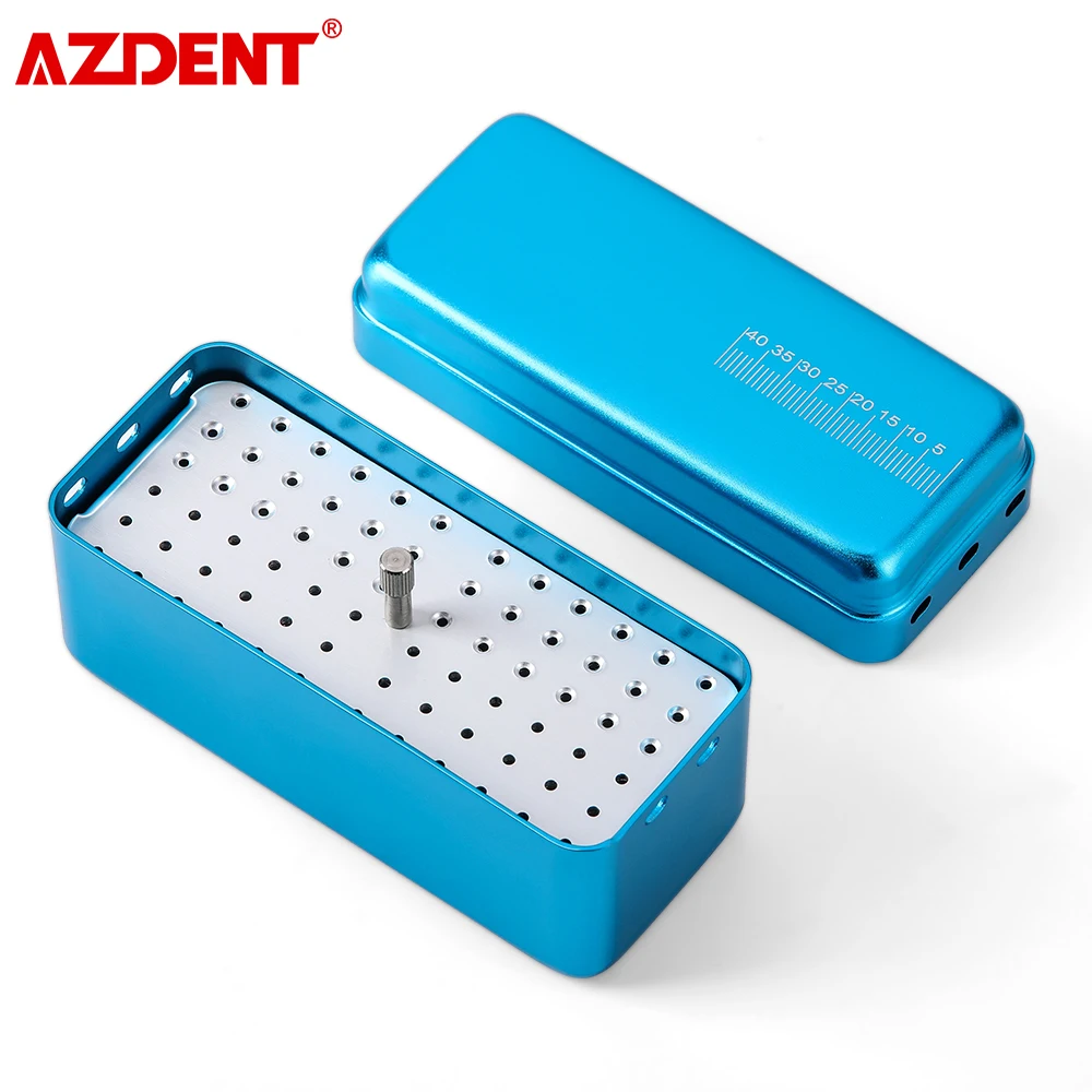 AZDENT 72 Holes Dental Disinfection Box Aluminum Autoclave Sterilizer Case for FG Burs Sterilization Holder Dentistry Lab Tools