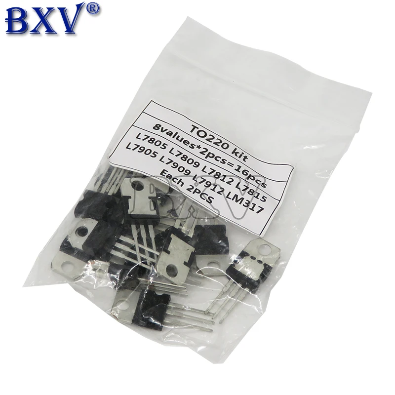 8Value*2Ppcs=16PCS 7805 7809 7812 7815 7905 7909 LM317 L7912 LM317T TO-220 Transistor Assortment Kit Voltage Regulator