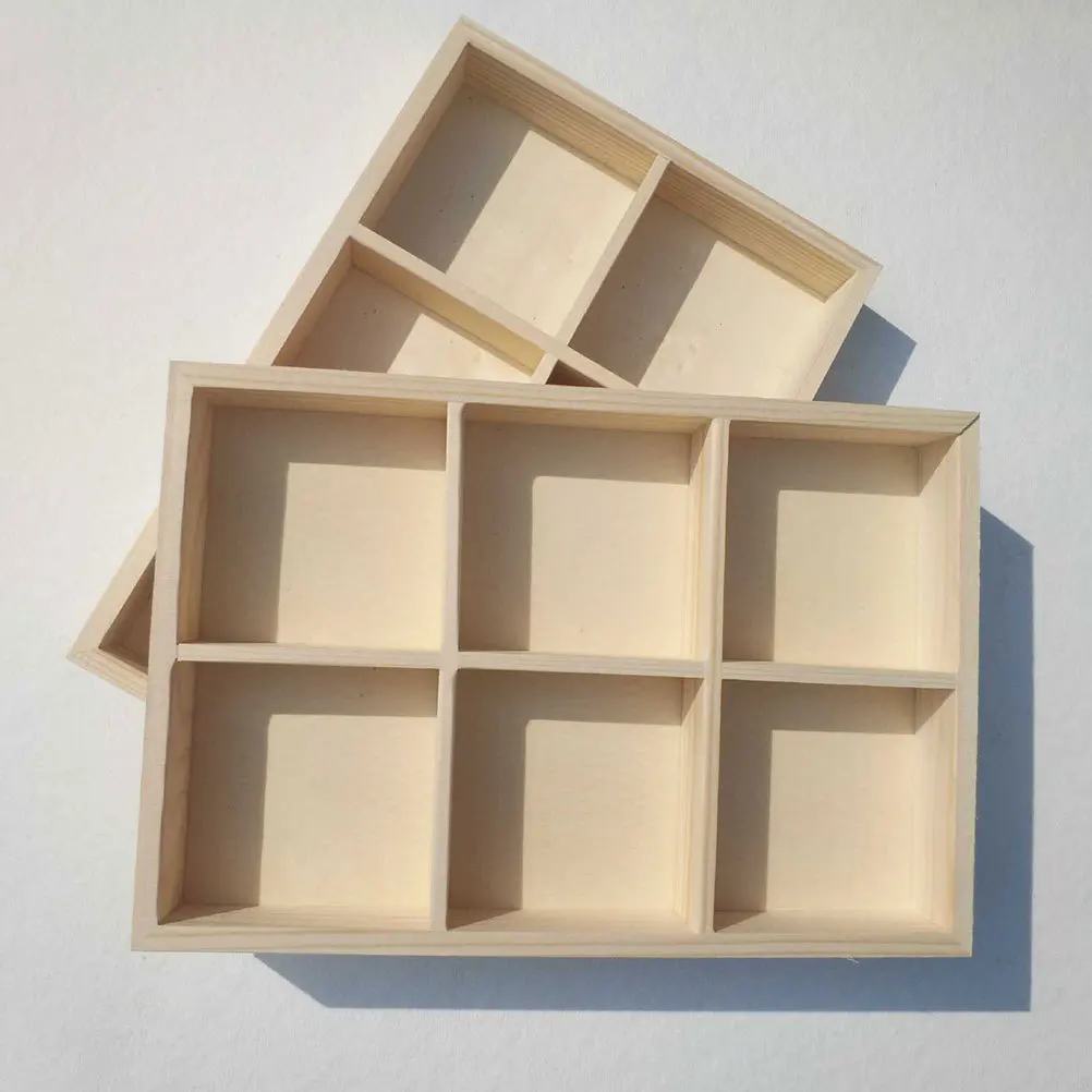 

Wood Storage Box Organizer 6 Grid Compartments for Pigment Paint Crayons Stationery Desktop Storage Compartment Pigment Box