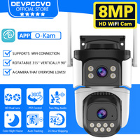 Outdoor Wifi PTZ Camera 4K 8MP HD Dual-Lens Dual Screen Camera AI Auto Tracking 4MP Video Surveillance Police Light Alarm O-Kam