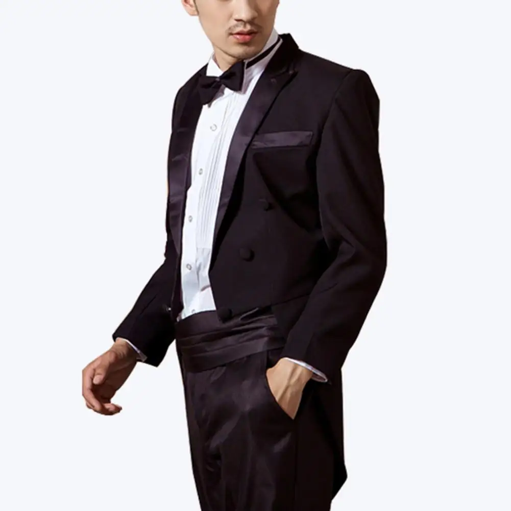 Color Blocked Tailcoat men Suit Magician's Dress Suit Set Spring Men Blazer Pants Formal Suit Back Slit Swallowtail Tuxedo Suits