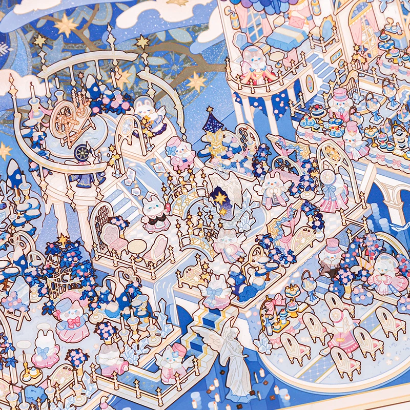 

Милый стиль, фэнтезийная детская рима, серия пейзажей, миниатюрные наклейки, 3D сценический коллаж ручной работы, нарисованные наклейки