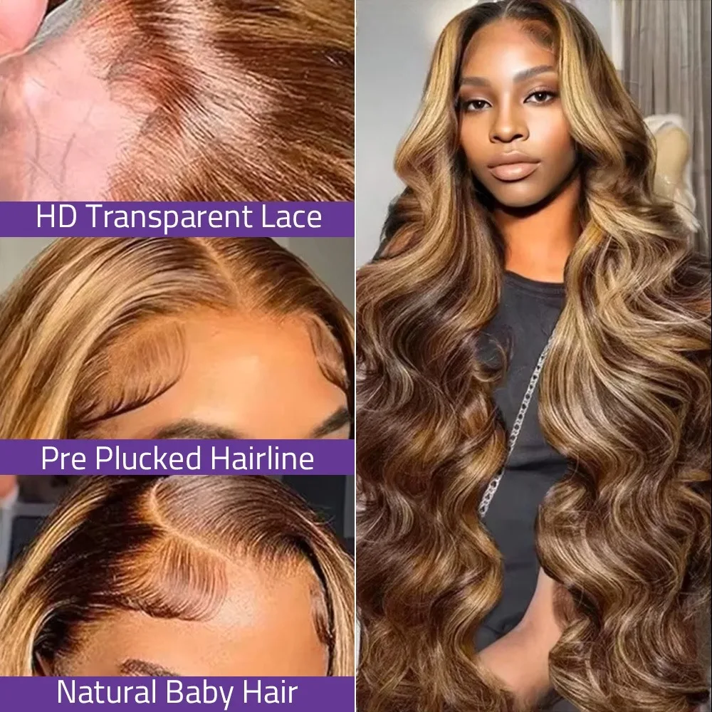 40 بوصة تسليط الضوء على الجسم موجة 100% الشعر البشري 200% للنساء السود العسل شقراء الدانتيل شعر مستعار أمامي 13x6 HD الدانتيل الباروكة الأمامية البرازيلي