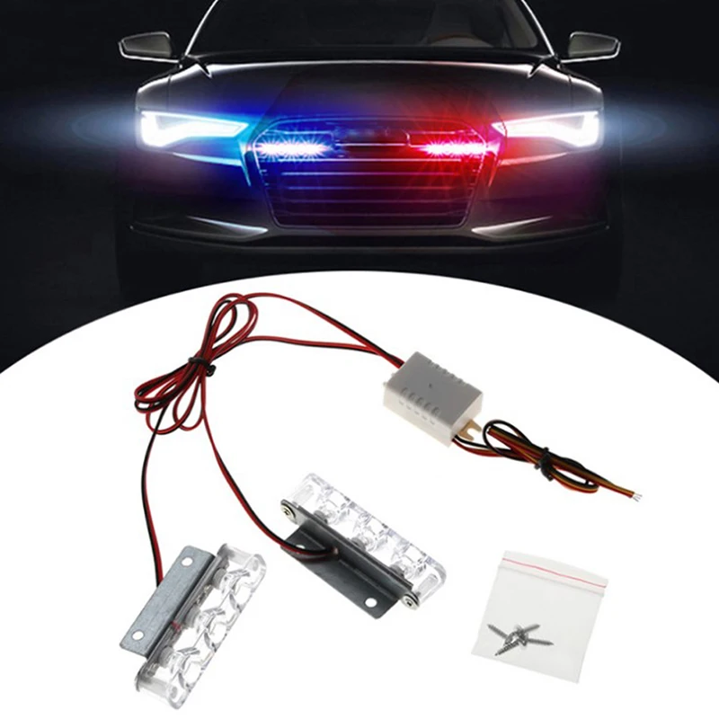 2Pcs 3 LED Strobe Police Light 12V 12W Car Truck Motorcycle Flashing Lamp