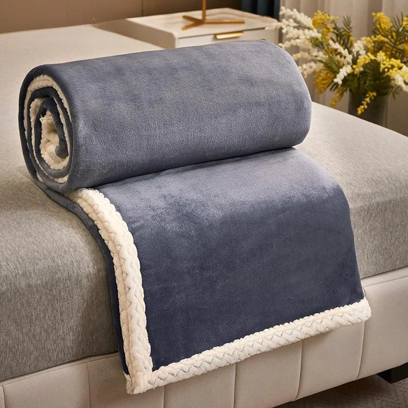

Thi Warm Double-Sided Lamb Velvet Blanket Milk Velvet Nap Cover Blanket Color Home Decorative Blanket