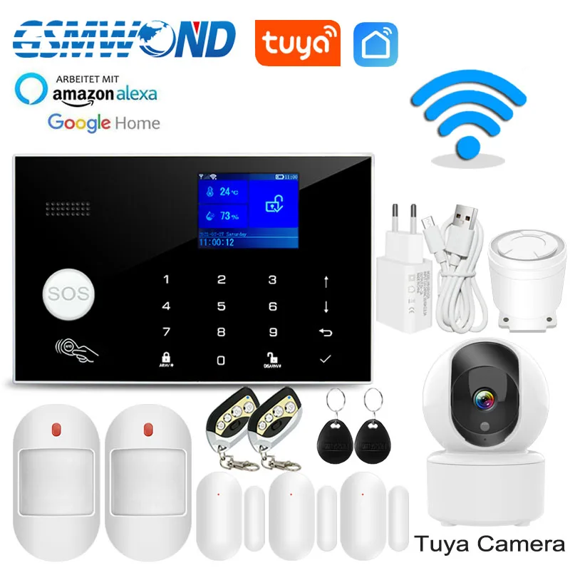 

Tuya WiFi GSM Alarm System Smart Home Security Protection Alarm Timing Arm Disarm Smart Life APP Support Alexa Google Assistant