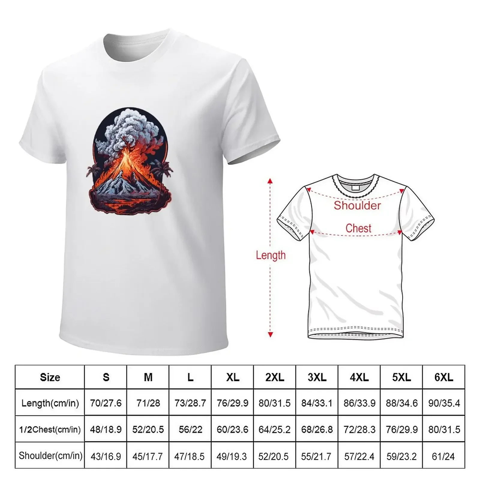 Jungle landscape with erupting volcano T-shirt customizeds quick-drying t shirts men