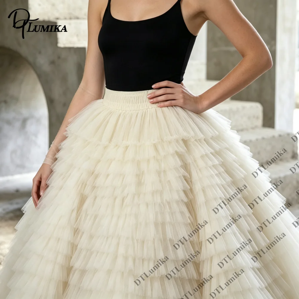 Long Skirts for Women with Tail Tulle Maxi Skirt Plus Size Elastic Waist Formal Ball Gown Wedding High Strecth 80+ Colors