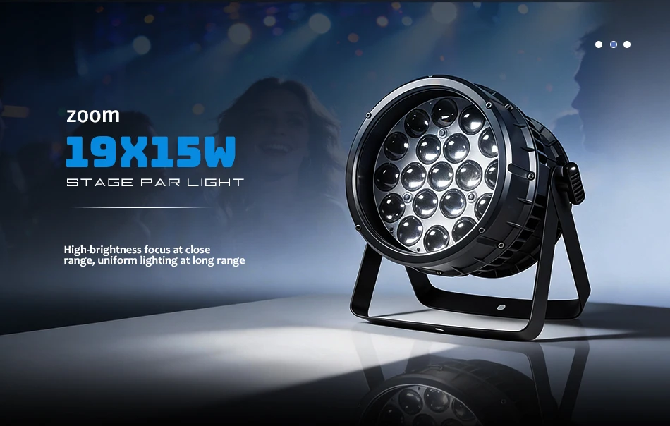 aicpose Aluminium 19x15W LED RGBW 4in1 Wash Beam Zoom Effekt Par-Scheinwerfer Stroboskop DMX Musik DJ Disco Bühne Weihnachtsbeleuchtung Hintergrund – Detail 1