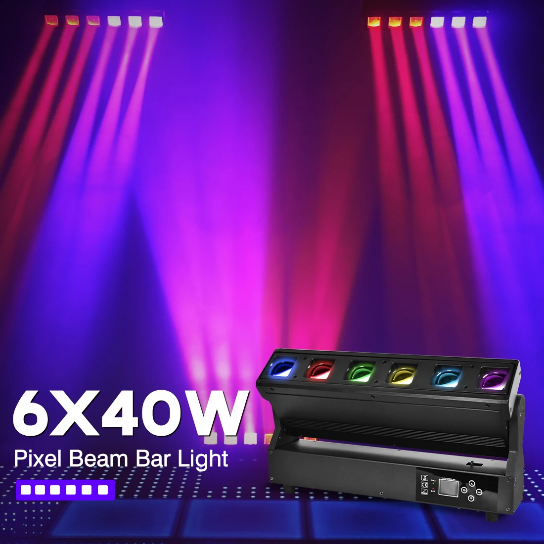 MOKA SFX 6x40w Pixel Beam Bar Light Zoom Wash Moving Head DJ Show RGBW Professional DMX High Brightness for Disco Nightclub