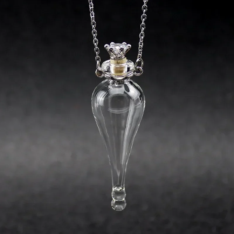 Fashion Magic Glass Perfume Bottle Pendants DIY Wishing Drifting Potion Lucky Aromatherapy Essential Oil Bottle Necklace Jewelry