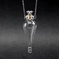 Fashion Magic Glass Perfume Bottle Pendants DIY Wishing Drifting Potion Lucky Aromatherapy Essential Oil Bottle Necklace Jewelry