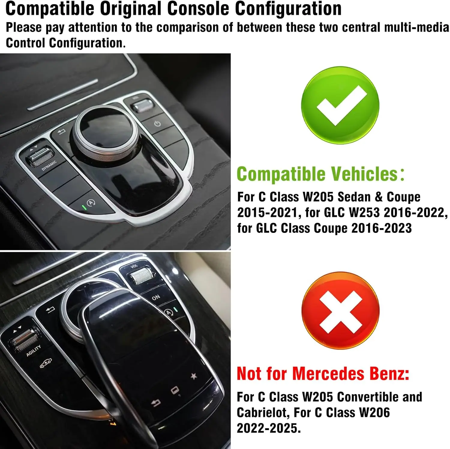 Carbon Fiber For Mercedes Benz Console Covers Center Armrest Box Cover for C GLC Class For Mercedes Benz W205 X253