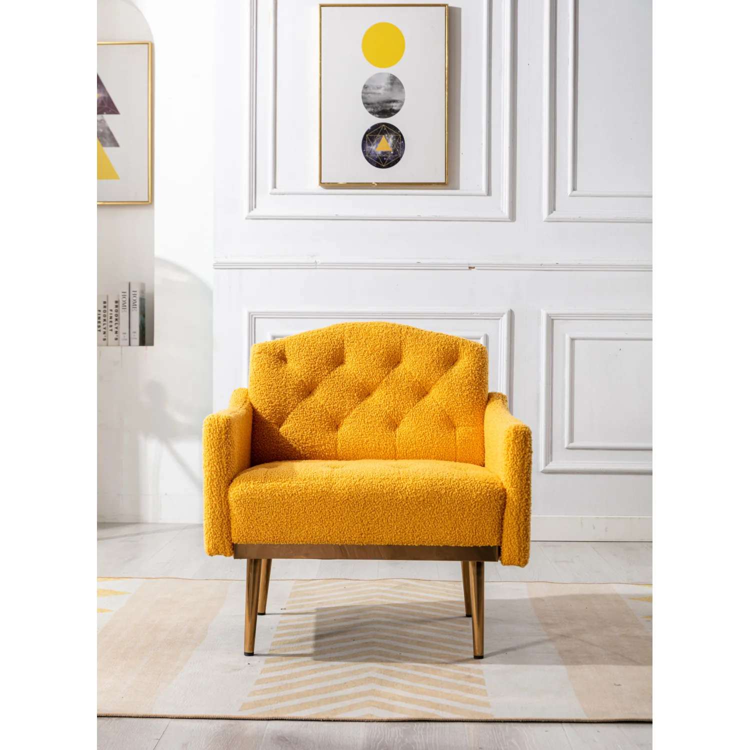 COOLMORE Accent Chair: Leisure Single Sofa with Rose Golden Feet