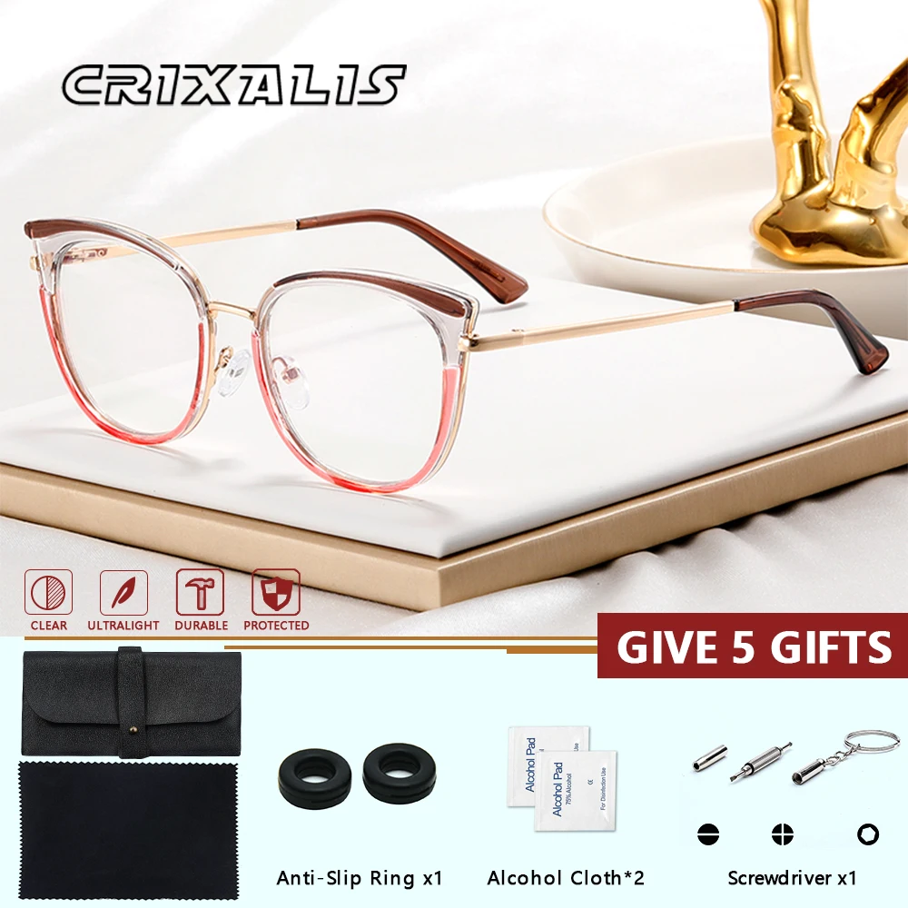

CRIXALIS модные металлические очки по рецепту для женщин популярные анти-синий свет фотохромные/оптические очки для близорукости UV400