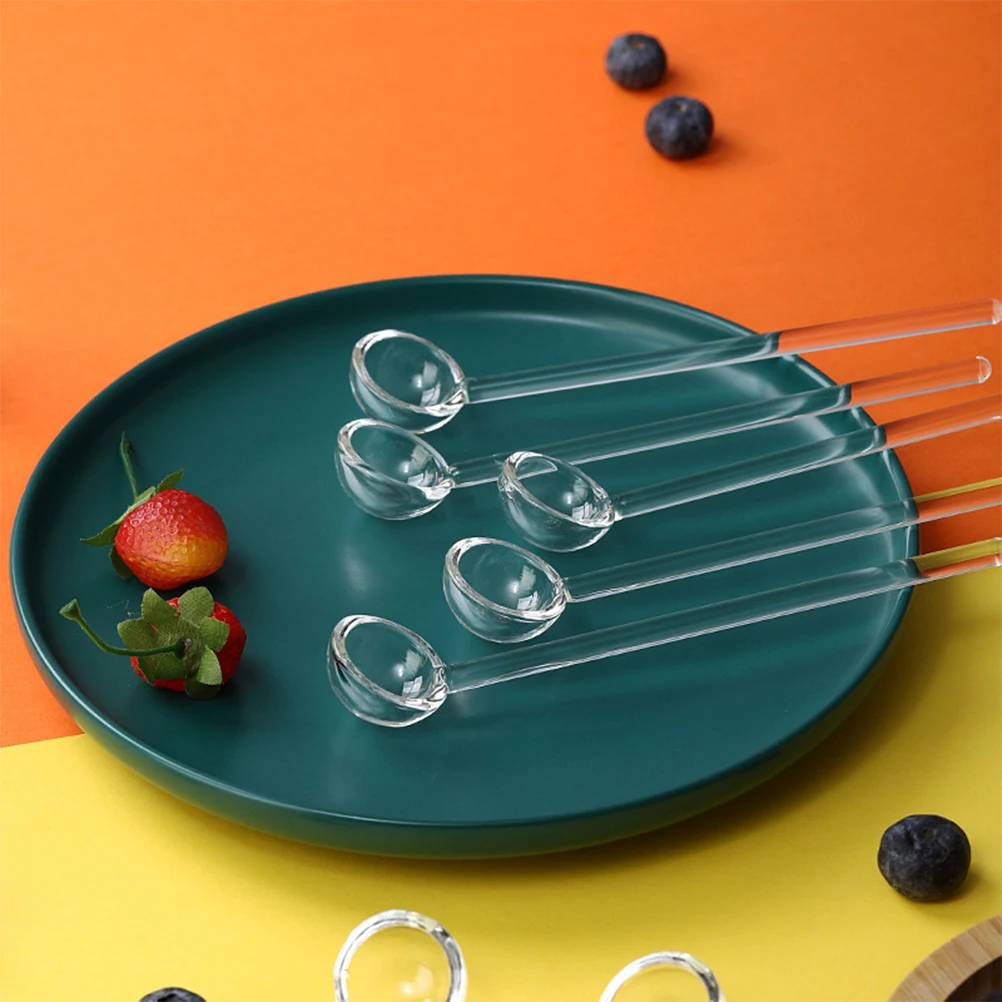 

6Pcs Glass Coffee Spoons Wear-Resistant Espresso Teaspoons for Coffee Tea Dessert Home Cafe Convenient Dessert Spoon