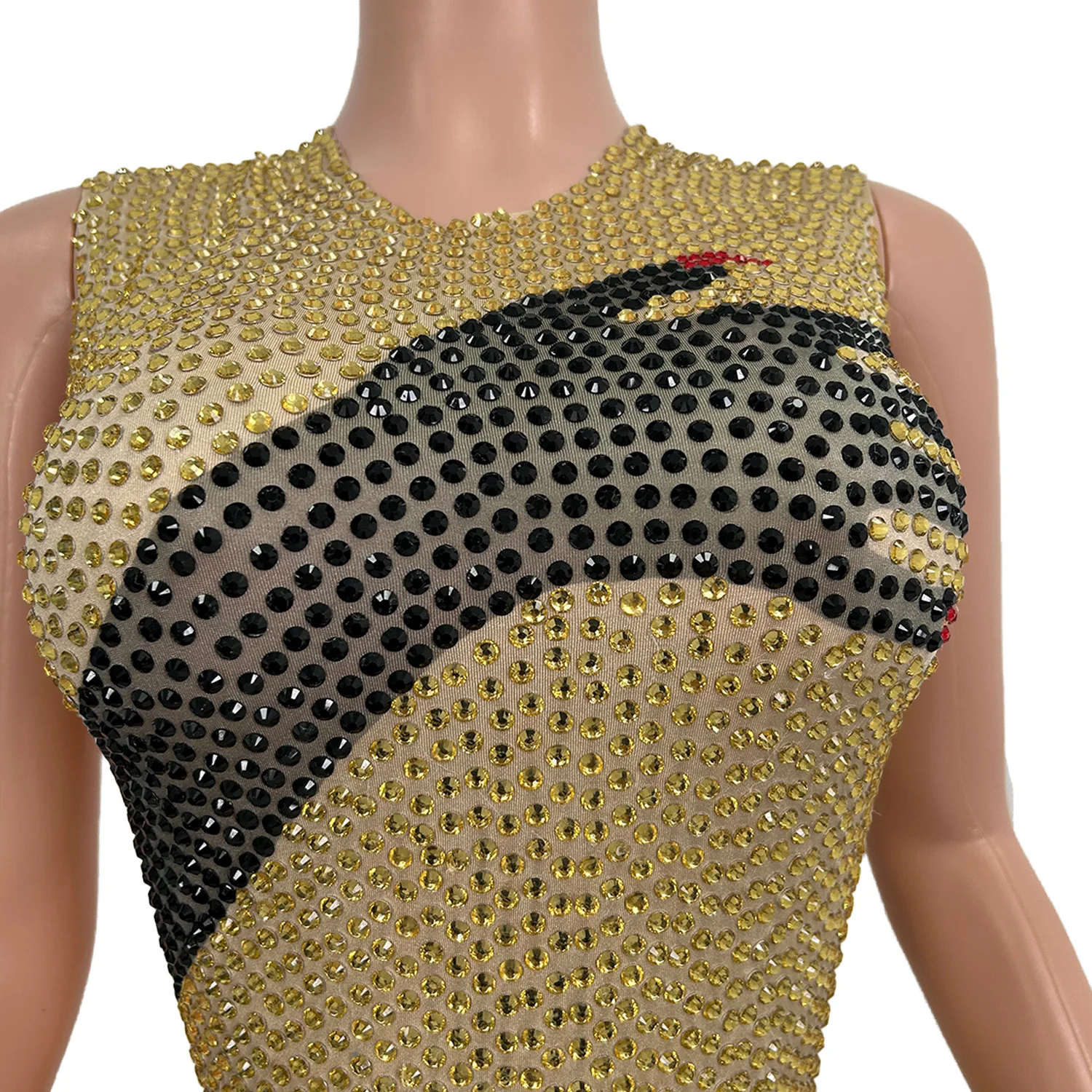 

High-quality Sparkly Rhinestone Tight Fitting Jumpsuit Gloves Festival Party Sexy Singer Stage Performance Dance Wear Heishou