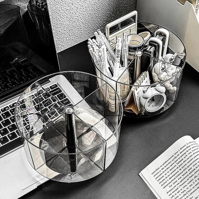 Rotating Pen Holder Light Luxury Acrylic Desktop Organizer Multi-Function Large Capacity Office Stationery Storage Box