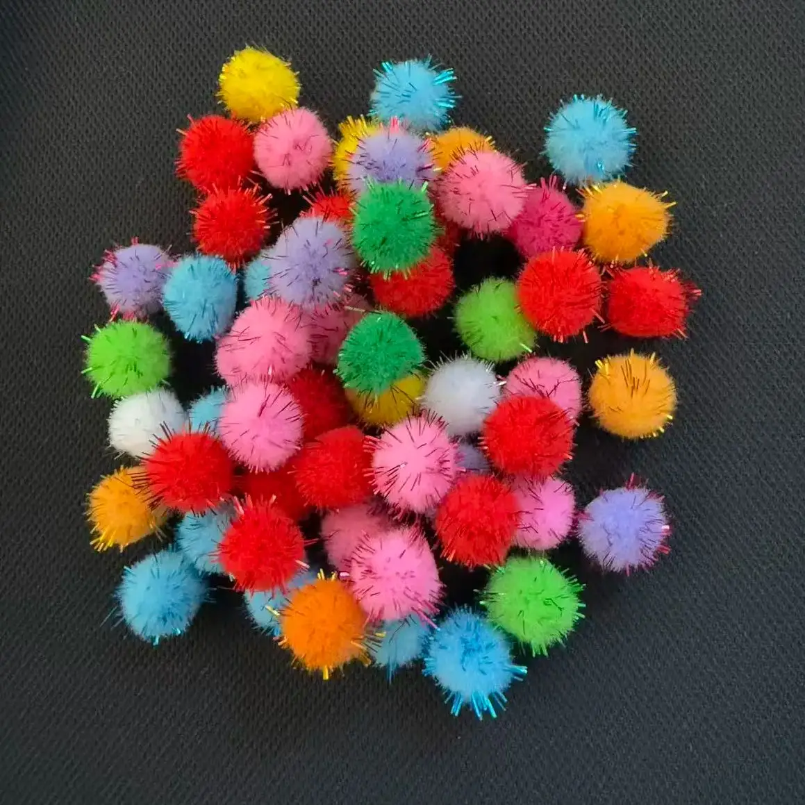 85-190pcs/lot 10/15/20mm Glitter Balls Pompom Furry Balls Christmas Pom Poms Kids DIY Pompones Craft Christmas Tree Decoration